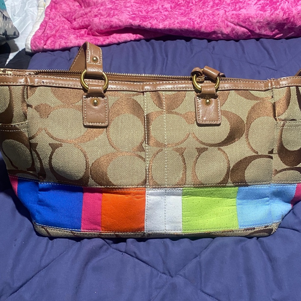 Coach Multicolor Stripe Tote Bag